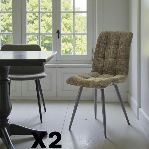 Chaise En Tissu Vert Motif Damier (lot De 2) Lombardie