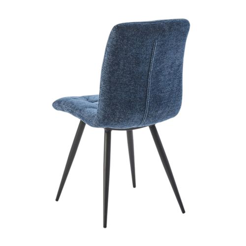 Chaise En Tissu Bleu Motif Damier (lot De 2) Lombardie