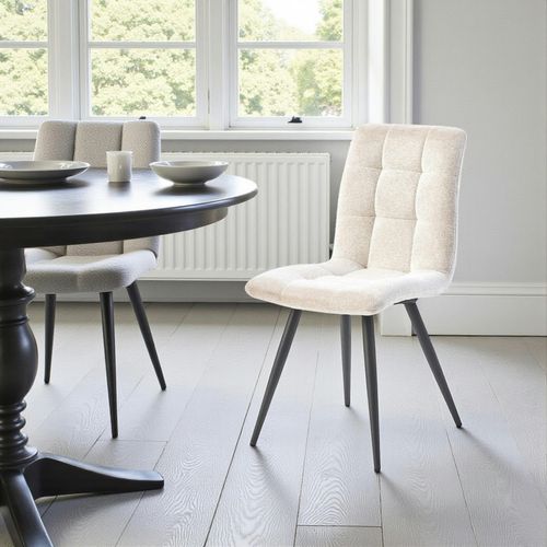 Chaise En Tissu Écru Motif Damier (lot De 2) Lombardie