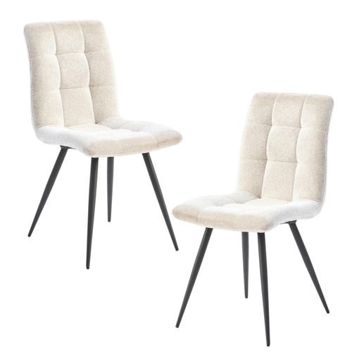 Chaise En Tissu Écru Motif Damier (lot De 2) Lombardie
