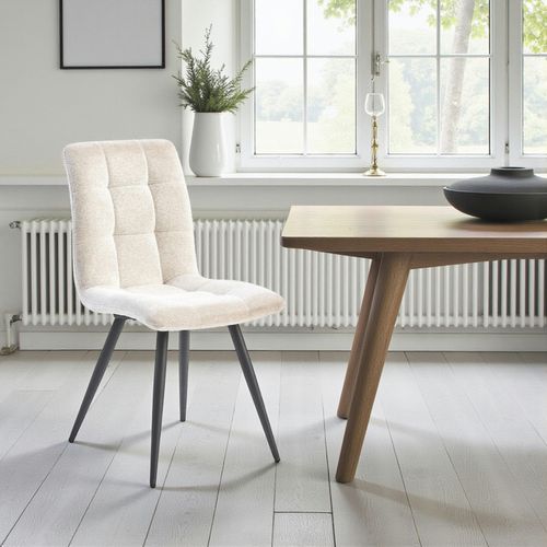 Chaise En Tissu Écru Motif Damier (lot De 2) Lombardie