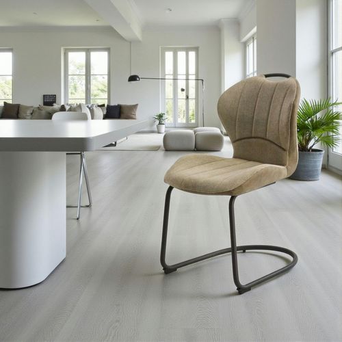 Chaise Pied Luge Bi-matière En Tissu Taupe (lot De 2) Ligurie