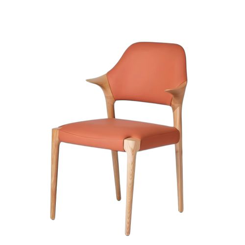 Chaise En Cuir Rouille Design, Accoudoirs Bois Clair Alder