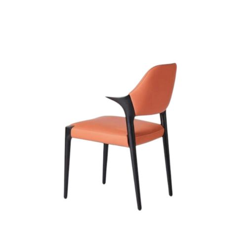 Chaise En Cuir Rouille Design, Accoudoirs Bois Noir Alder