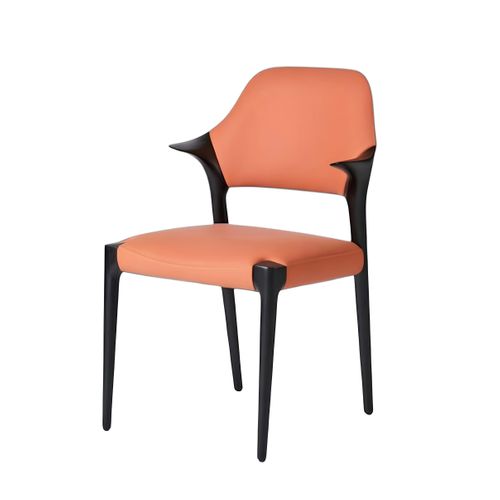 Chaise En Cuir Rouille Design, Accoudoirs Bois Noir Alder