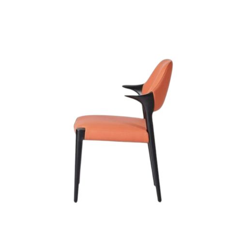 Chaise En Cuir Rouille Design, Accoudoirs Bois Noir Alder