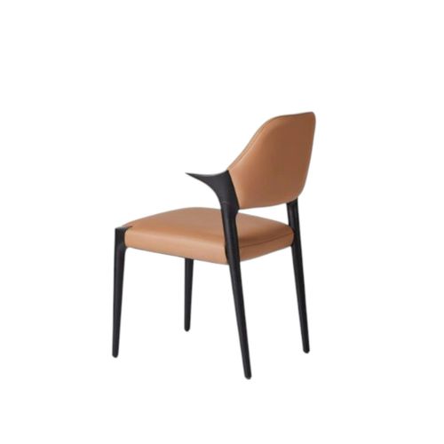 Chaise En Cuir Marron Design, Accoudoirs Bois Noir Alder