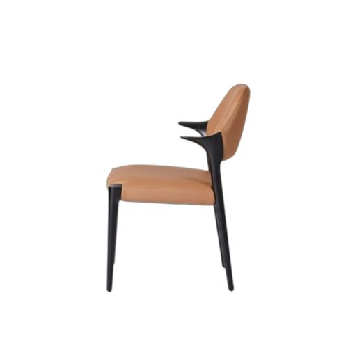 Chaise En Cuir Marron Design, Accoudoirs Bois Noir Alder