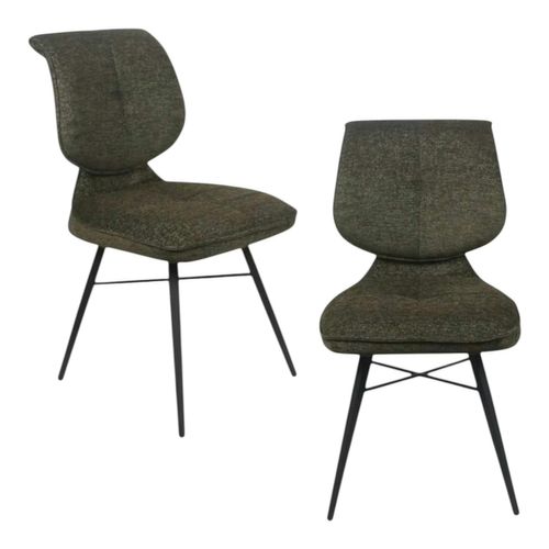 Chaise Tissu Vert à Dossier Double (lot De 2) Ligurie