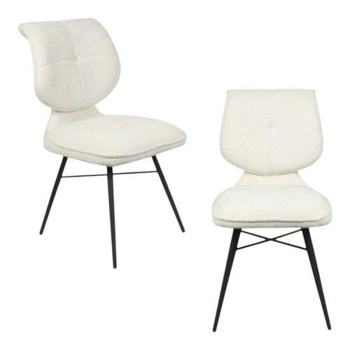 Chaise Tissu Écru à Dossier Double (lot De 2) Ligurie