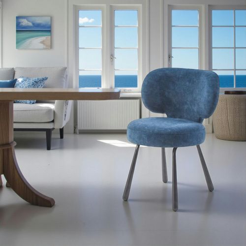 Chaise De Salle à Manger Bleue, Assise Ronde (lot De 2) Ligurie