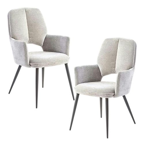 Fauteuil De Table Gris à Dossier Ouvert (lot De 2) Ligurie
