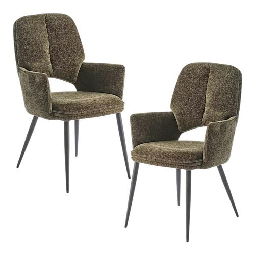 Fauteuil De Table Vert à Dossier Ouvert (lot De 2) Ligurie