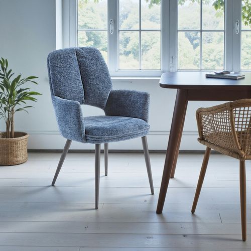 Fauteuil De Table Bleu à Dossier Ouvert (lot De 2) Ligurie