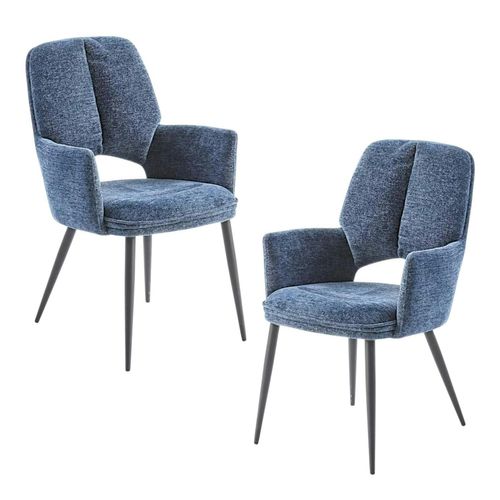 Fauteuil De Table Bleu à Dossier Ouvert (lot De 2) Ligurie