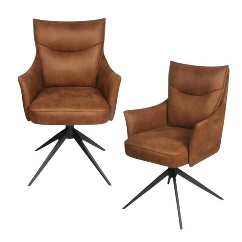 Fauteuil De Table Pivotant Cognac à Poignée (lot De 2) Lombardie
