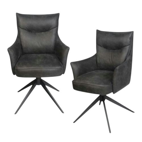 Fauteuil De Table Pivotant Gris Foncé à Poignée (lot De 2) Lombardie