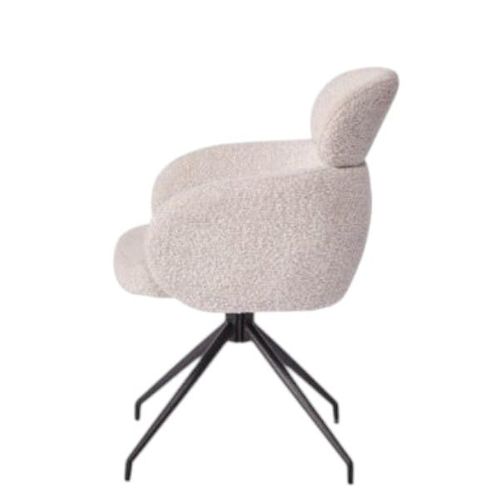 Fauteuil De Table Pivotant Beige Bouclette (lot De 2) Lombardie