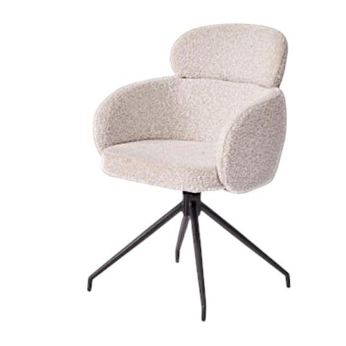Fauteuil De Table Pivotant Beige Bouclette (lot De 2) Lombardie