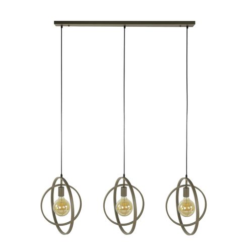 Suspension Îlot Beige Mat, 3 Anneaux Pivotants Métal Tribeca