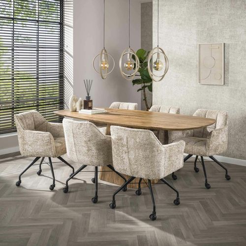 Suspension Îlot Beige Mat, 3 Anneaux Pivotants Métal Tribeca