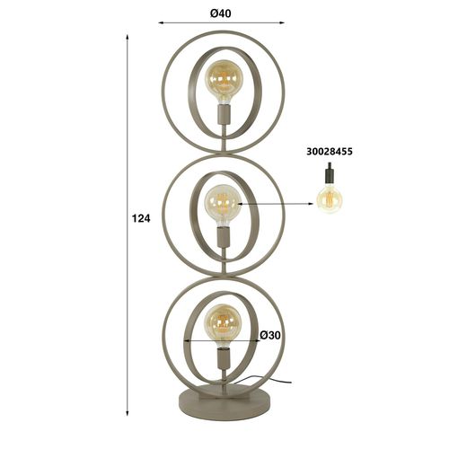 Lampadaire Moderne Beige Mat, 3 Anneaux Pivotants Tribeca