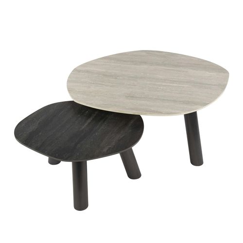 Tables Basses Design Céramique 3d Gris Clair et Foncé (x2) Galway