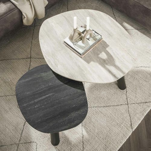 Tables Basses Design Céramique 3d Gris Clair et Foncé (x2) Galway