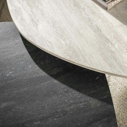 Tables Basses Design Céramique 3d Gris Clair et Foncé (x2) Galway