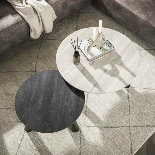 Tables Basses Céramique 3d Gris Clair et Foncé (x2) Galway