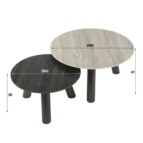 Tables Basses Céramique 3d Gris Clair et Foncé (x2) Galway