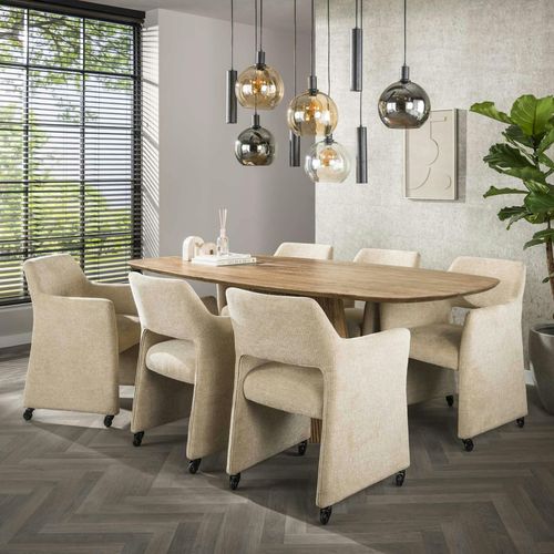 Fauteuil Design Beige Sable à Roulettes (lot De 2) Creek