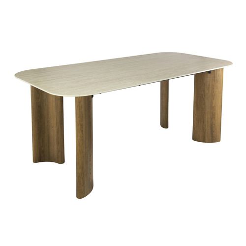 Table Céramique Effet Travertin à Bords Ronds 180 Cm Ascoli