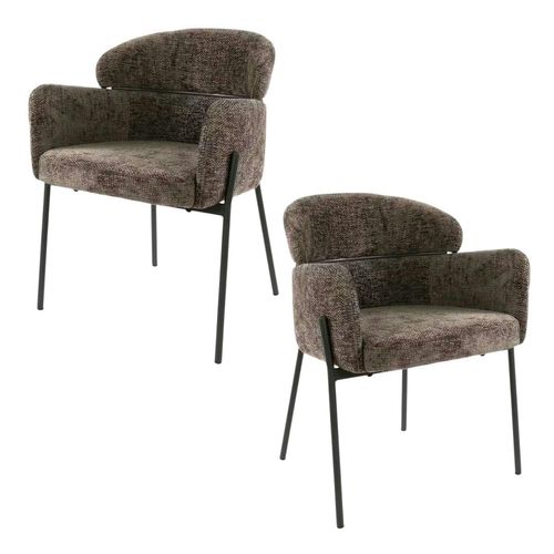 Fauteuil De Table Taupe Dossier Rond (lot De 2) Galway