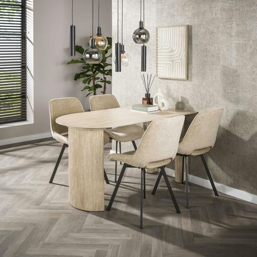 Chaise Pivotante Beige Sable Dossier Ouvert (lot De 2) Ascoli