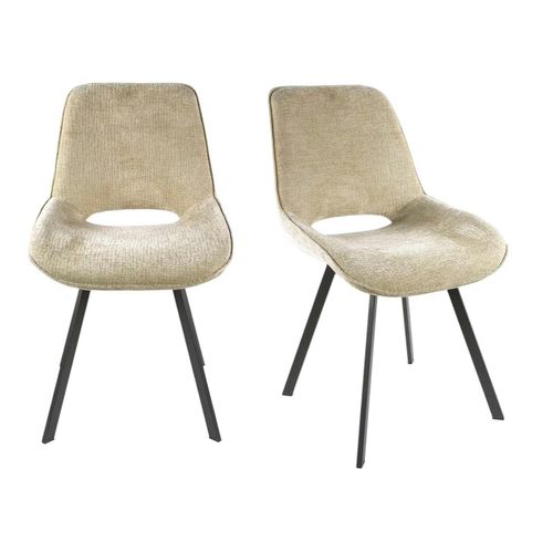 Chaise Pivotante Beige Sable Dossier Ouvert (lot De 2) Ascoli