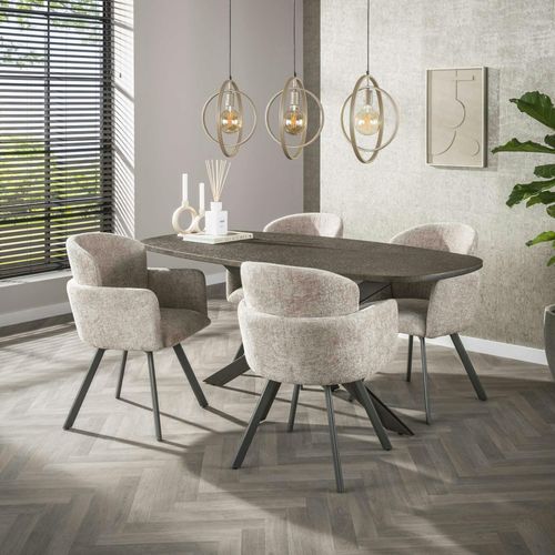 Fauteuil De Table Pivotant Beige Texturé (lot De 2) Creek