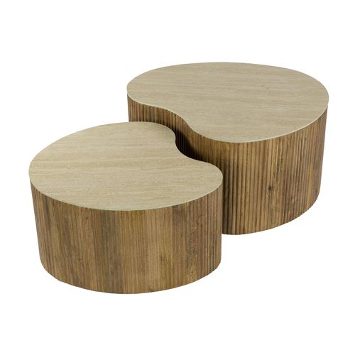 Table Basse Céramique 3d Et Bois, Forme Organique (x2) Ascoli