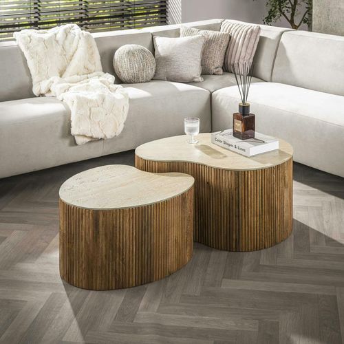 Table Basse Céramique 3d Et Bois, Forme Organique (x2) Ascoli