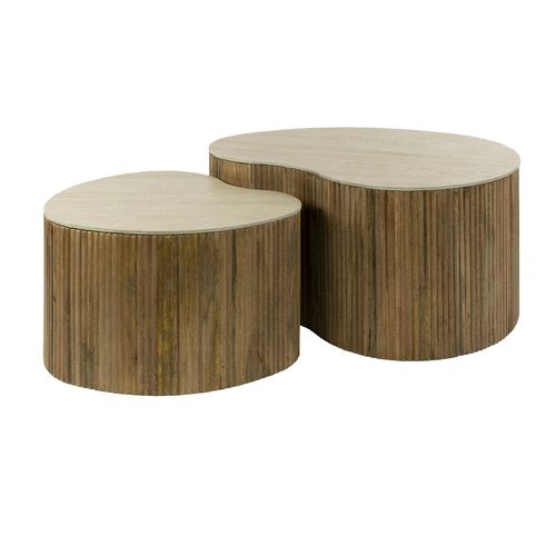 Table Basse Céramique 3d Et Bois, Forme Organique (x2) Ascoli
