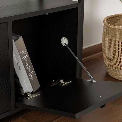 Console D'entrée Avec Rangement 3 Niches, Effet Bois Noir Jena