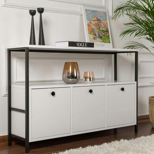 Console D'entrée Blanche Avec Rangement 3 Niches Jena