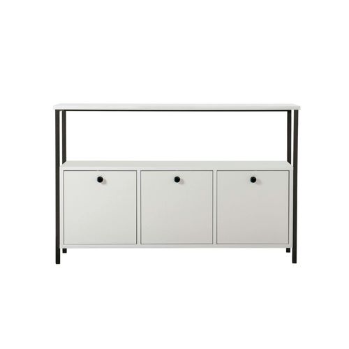 Console D'entrée Blanche Avec Rangement 3 Niches Jena