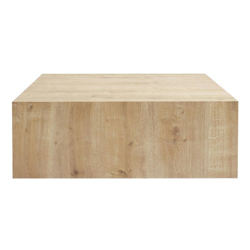 Table Basse Carrée Effet Bois Clair Roulettes Invisibles Marfa