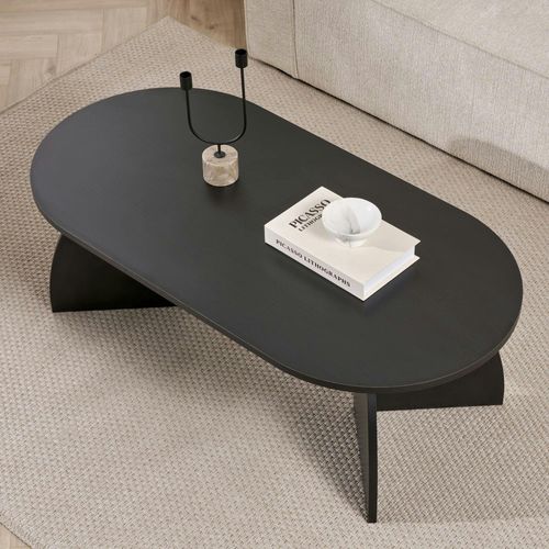 Table Basse Ovale Effet Bois Noir Pieds Courbes Marfa