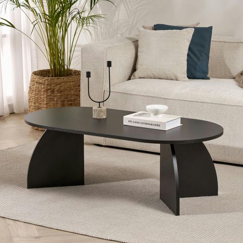 Table Basse Ovale Effet Bois Noir Pieds Courbes Marfa
