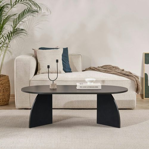 Table Basse Ovale Effet Bois Noir Pieds Courbes Marfa