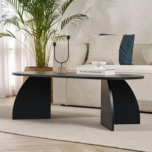 Table Basse Ovale Effet Bois Noir Pieds Courbes Marfa