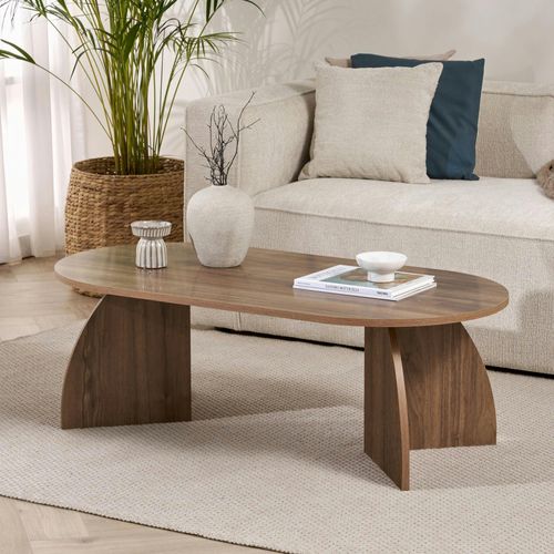 Table Basse Ovale Effet Bois De Noyer Pieds Courbes Marfa