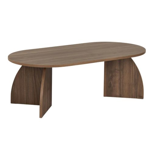 Table Basse Ovale Effet Bois De Noyer Pieds Courbes Marfa